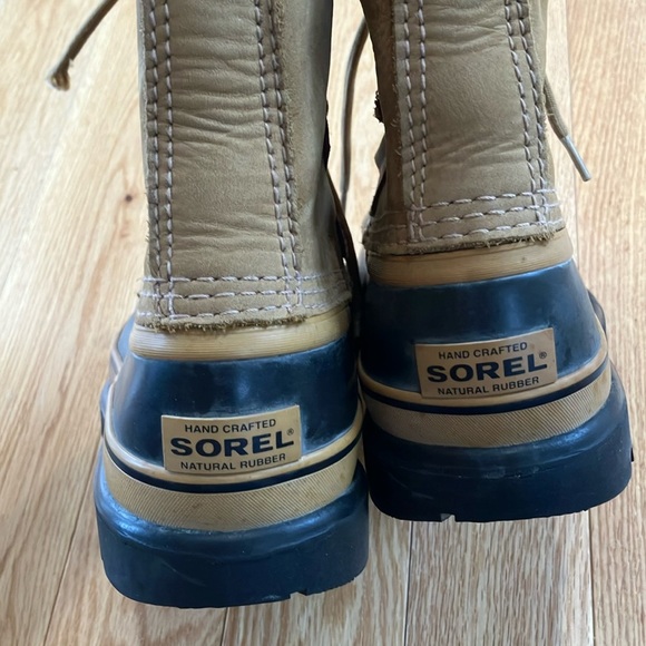 Sorel Caribou waterproof Tan and Black Leather Lace-Up Winter Boots - Picture 4 of 6